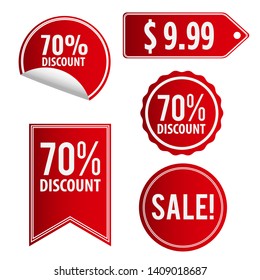 
vector red set for retail or businesses wishing to post offers or product discounts