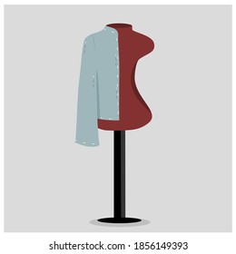 vector de maniquí de coser rojo con fondo gris