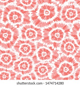 Vector red shibori circle flowers abstract pattern. Suitable for textile, gift wrap and wallpaper.