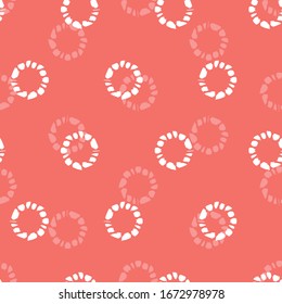 Vector red shibori circle seamless pattern. Suitable for textile, gift wrap and wallpaper.