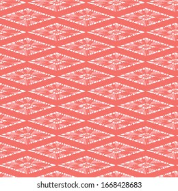 Los diamantes horizontales del shibori rojo vectorial abstraen un patrón sin fisuras. Apropiado para textiles, envolvimiento de regalo y papel pintado.