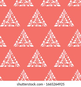 Vector red shibori monochrome triangles seamless pattern. Suitable for textile, gift wrap and wallpaper.