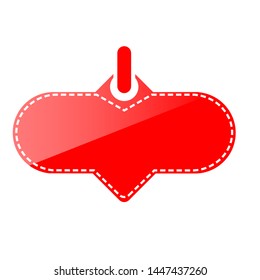 Vector Red Shining Oval Blank Tag, Icon Style, Isolated on White
