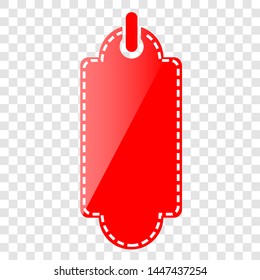 Vector Red Shining Oval and Rectangle Blank Tag, Icon Style, at transparent effect background
