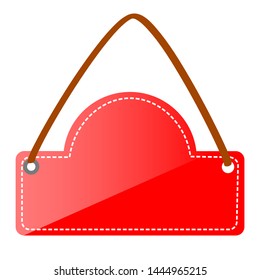 Vector Red Shining Rectangle and Half of Circle Blank Tag at White background