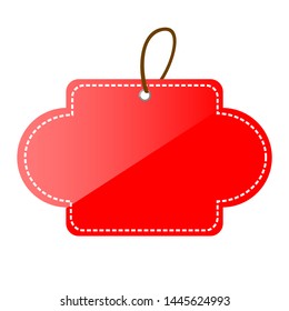 Vector Red Shining Square and Oval Blank Tag with isolated on white
