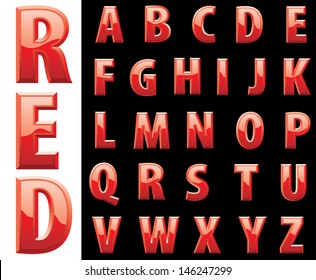 Vector Red Shiny Alphabet