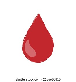 Una gota de sangre brillante roja vectorial aislada en un fondo blanco con sombra. en diseño plano. Ilustración vectorial. concepto de donación de sangre. donación, prueba de adn, enfermedad. Día Mundial del Donante de Sangre, 14 de junio