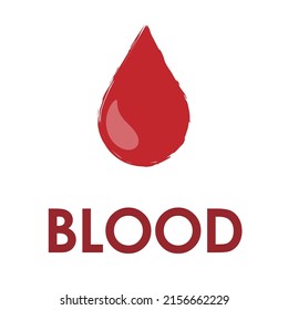 Una gota de sangre brillante roja vectorial aislada en un fondo blanco con sombra. en diseño plano. Ilustración vectorial. concepto de donación de sangre. donación, prueba de adn, enfermedad. Día Mundial del Donante de Sangre, 14 de junio