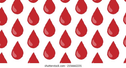 Vector Red Shiny Blood Drop Pattern On White Background. Icon In Flat Design. Vector Illustration. Concept Of Donating Blood. Donation, Dna Test, Disease. World Blood Donor Day, 14 June