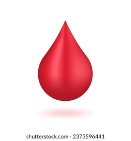 Vector red shiny blood drop isolated on white background - donation, DNA test, disease. Blood test. Vector illustration