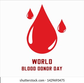 Vector red and shiny drop of blood. World blood donor day.