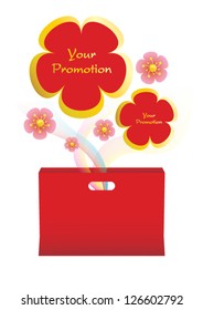 Vector of red shopping bag with rising flower