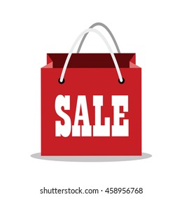 Vector of red shopping bag with sale sign for promote sale
