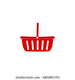 Cesta de compras roja vectorial para un mercado fresco o un supermercado minorista