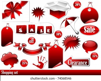 Vector of red shopping set