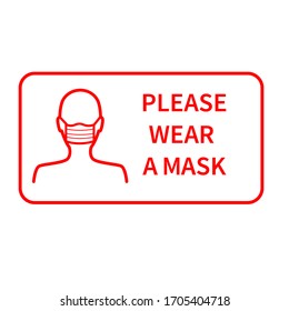 Vector Red Sign Please Wear Mask Stock Vector (Royalty Free) 1705404718 ...