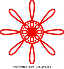 Vector red snowflake, Christmas symbol