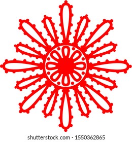 Vector red snowflake, Christmas symbol