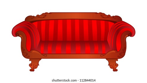 Vector red sofa isolated on white