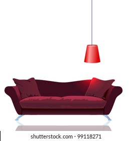 Vector red sofa with lamp