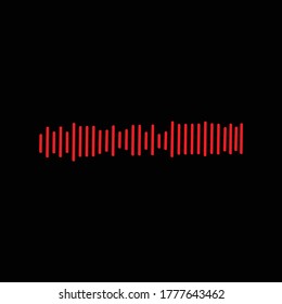 Vector red sound wave icon. Black background