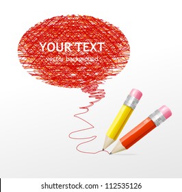 Vector red speech bubble pencils