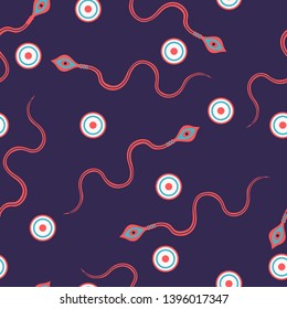 vector red sperm and egg cytoplasm seamless pattern