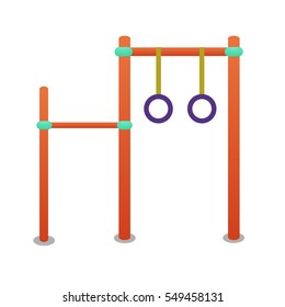 Vector red sports bar with rings flat icon