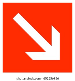 vector red square with the arrow indicating the direction of movement in a fire emergency exit