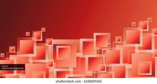 Vector red squares. Abstract background.