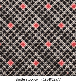 Vector red squares check black seamless pattern