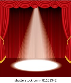 vector red stage with one white spot light