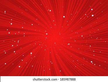 Vector red star burst retro background illustration - Vector rays and stars background illustration