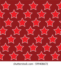 Vector red stars background, holiday 23 february pattern and 9 may victory day 