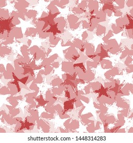 Vector red stars seamless pattern. Sketch design of hand drawn stars ideal for holidays like Indipendence Day and Christmas.