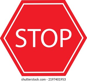 Vector Red Stop Sign Icon Isolated On White Background . Traffic Red Stop Icon