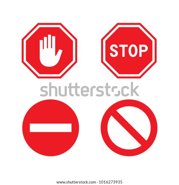 Vector Red Stop Signs Set Stock Vector (Royalty Free) 1016273935