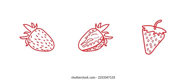 vector red strawberry fruit on white background, delicious fruit