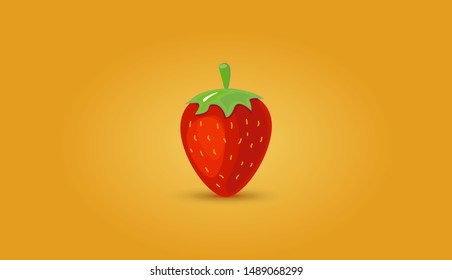 Vector Red Strawberry. Ingredient for cake. Strawberry illustration. 