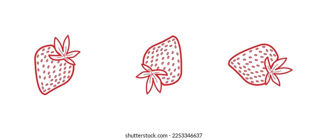 vector red strawberry on white background, delicious fruit