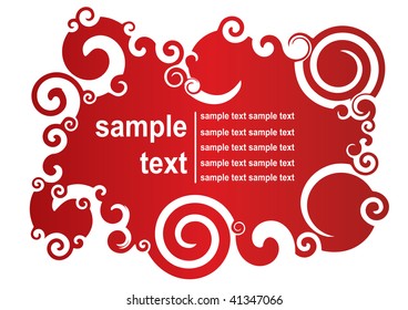 Vector red swirly abstract background with room for text.