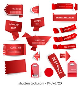 Vector red tag set isolated on white.