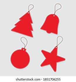 Etiqueta roja vectorial, plantilla de precio de etiqueta con concepto Feliz Navidad.