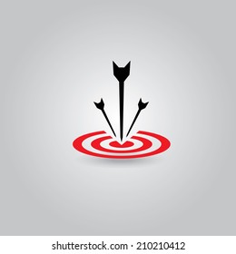 vector red target icon with black arrow. logo design template