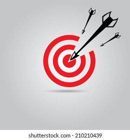 vector red target icon with black arrow. logo design template