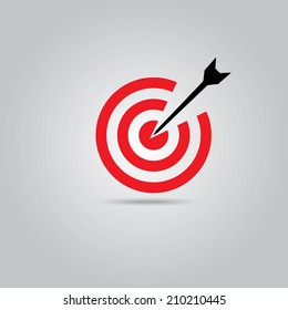vector red target icon with black arrow. logo design template
