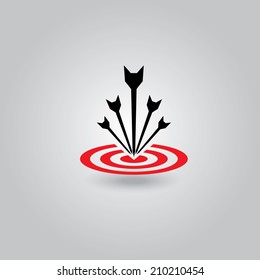 vector red target icon with black arrow. logo design template