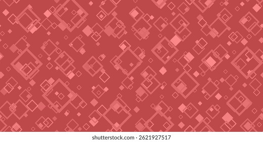 Vector Red Tech Finance Fintech Background. Abstract Pixel Seamless Pattern. Digital Business Technology or Science Research Presentation Backdrop.