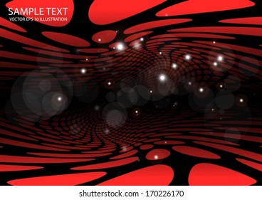 Vector red techno dot background   tunnel - Vector tunnel  template dot background illustration